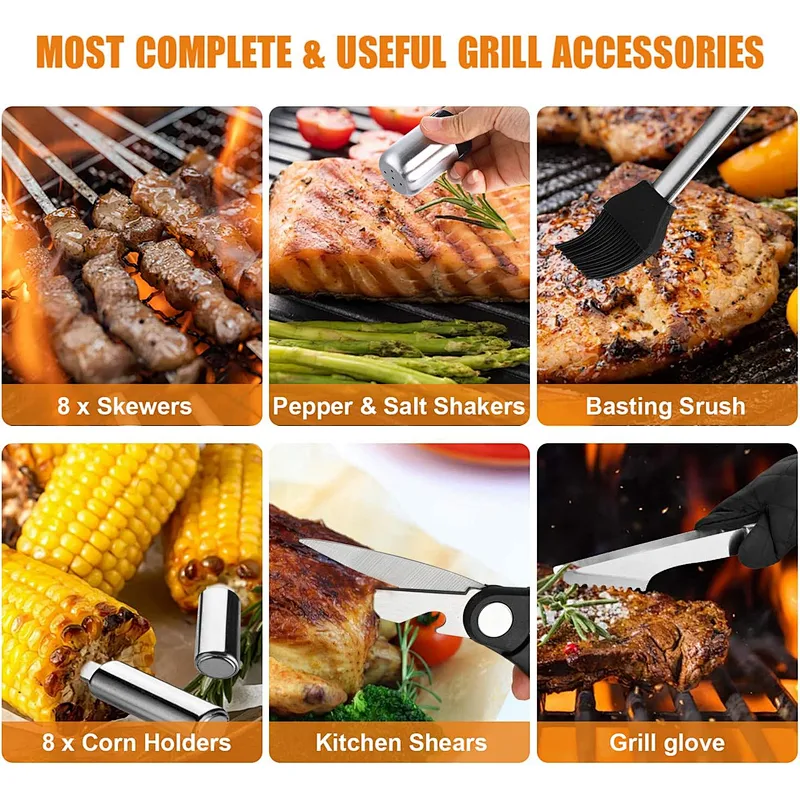 38Pcs Grill Tools Stainless Steel Grilling Accessories BBQ Grill Tools Set